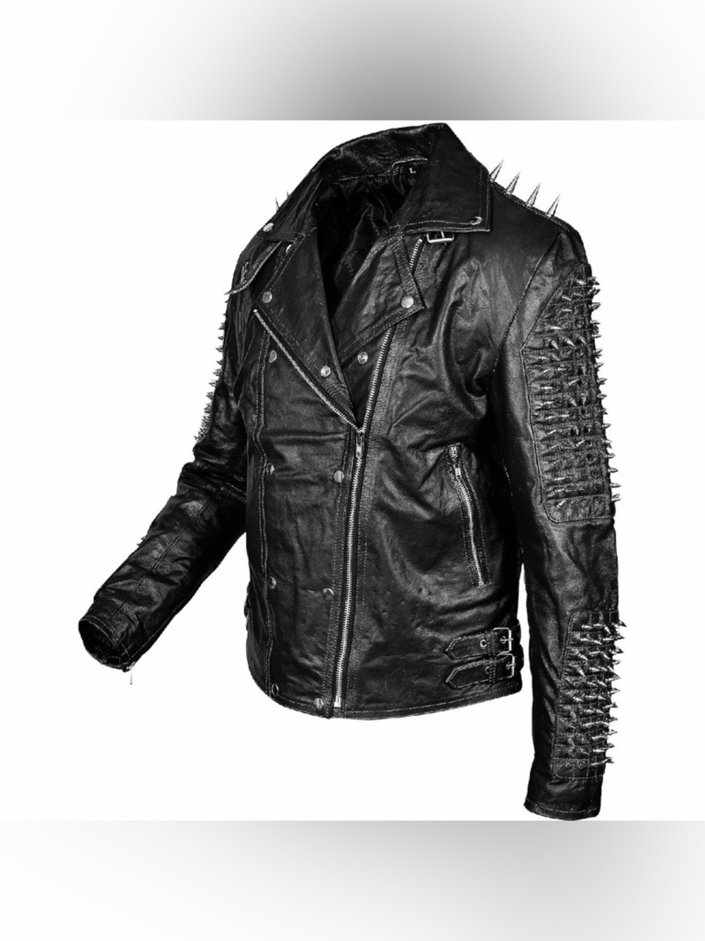 Men Spiked Studded Jacket Motorcycle Biker Style Concealed Carry Leather Jacket